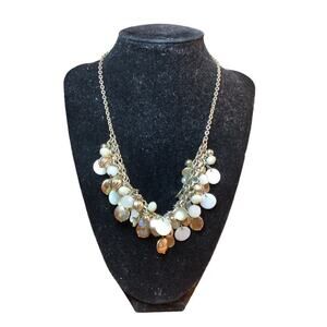 Mixed Media Cluster Statement Necklace Shell